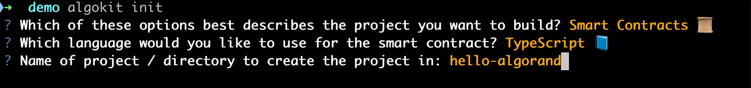 AlgoKit Init: Specifying folder name